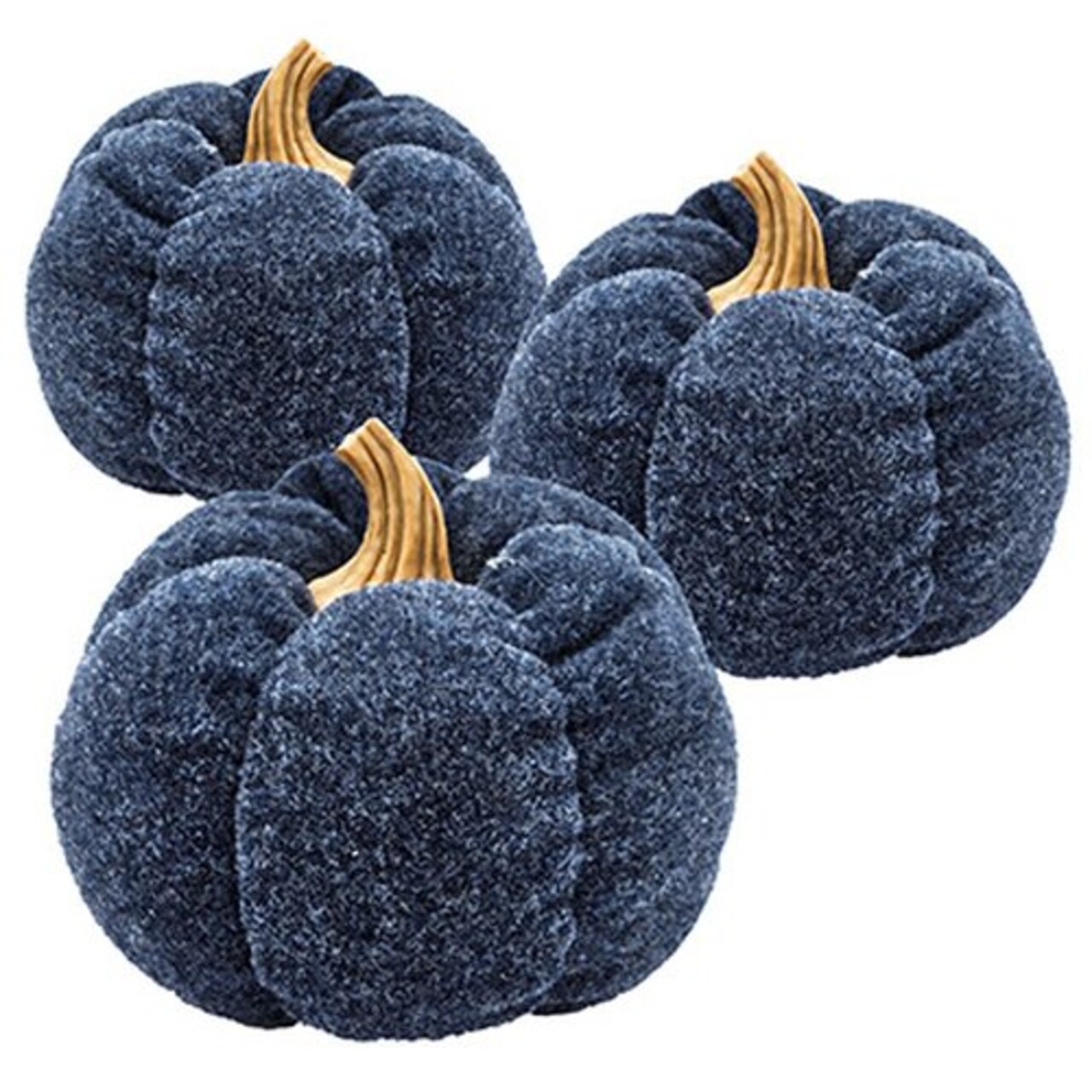 Edge Collections - Navy Blue - Pumpkin Ornament Decor - 3 Set